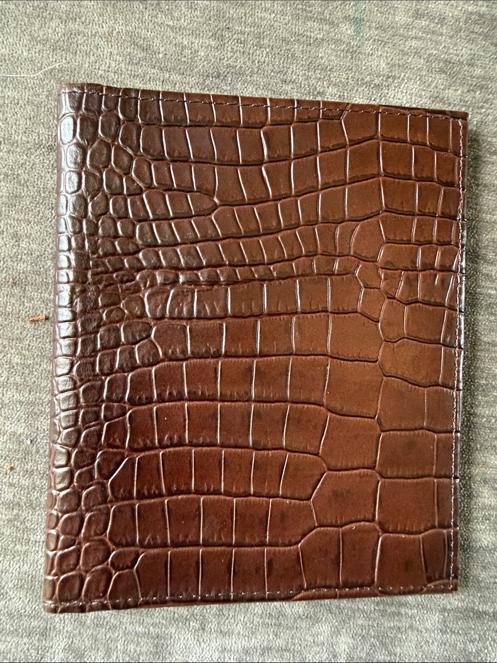 Graphic Image Dark Brown Croc-Embossed Card Holder